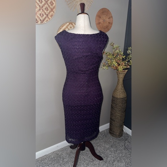 Connected Apparel Deep Purple, Festive Midi Dress, Womens size 12 - Picture 2 of 6